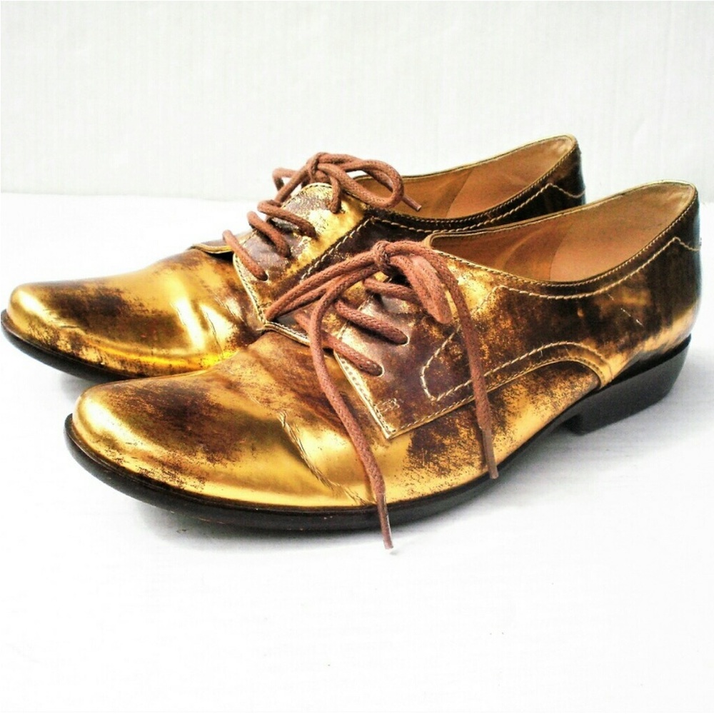 All Leather Pour La Victoire Charlie Lace-Up Oxford Patent Golden 8.5 Narrow NWT